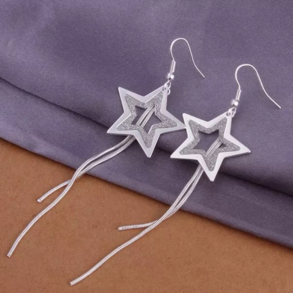 S925 Dangle Star Earrings